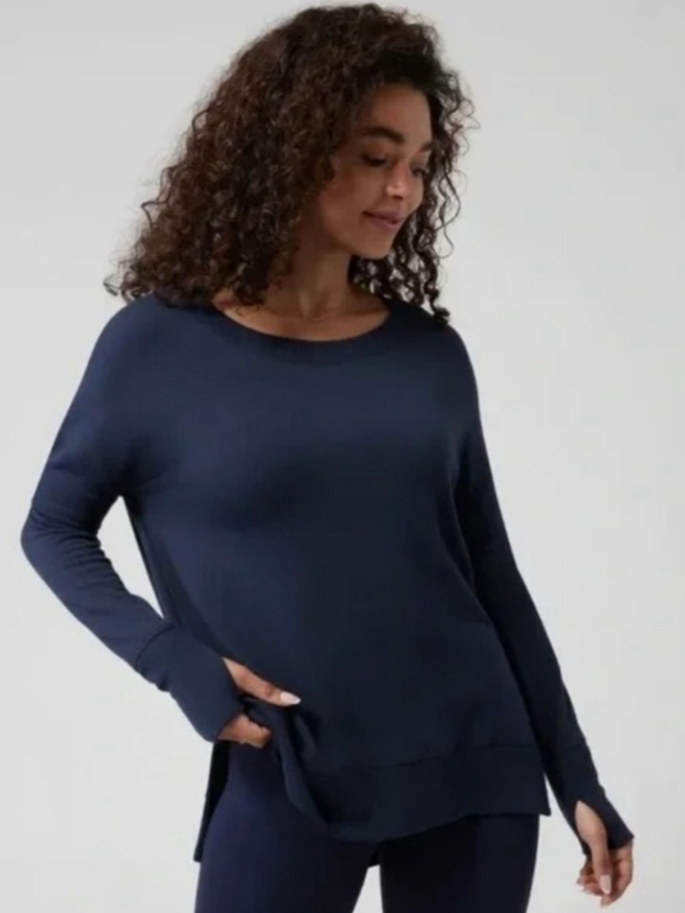 Athleta Coaster Luxe Sweatshirt Navy Blue Size L